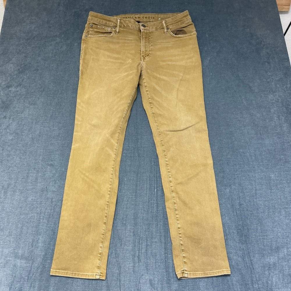 American Eagle Outfitters Jeans Mens 35x31 Khaki Denim Non Stretch Straight Leg